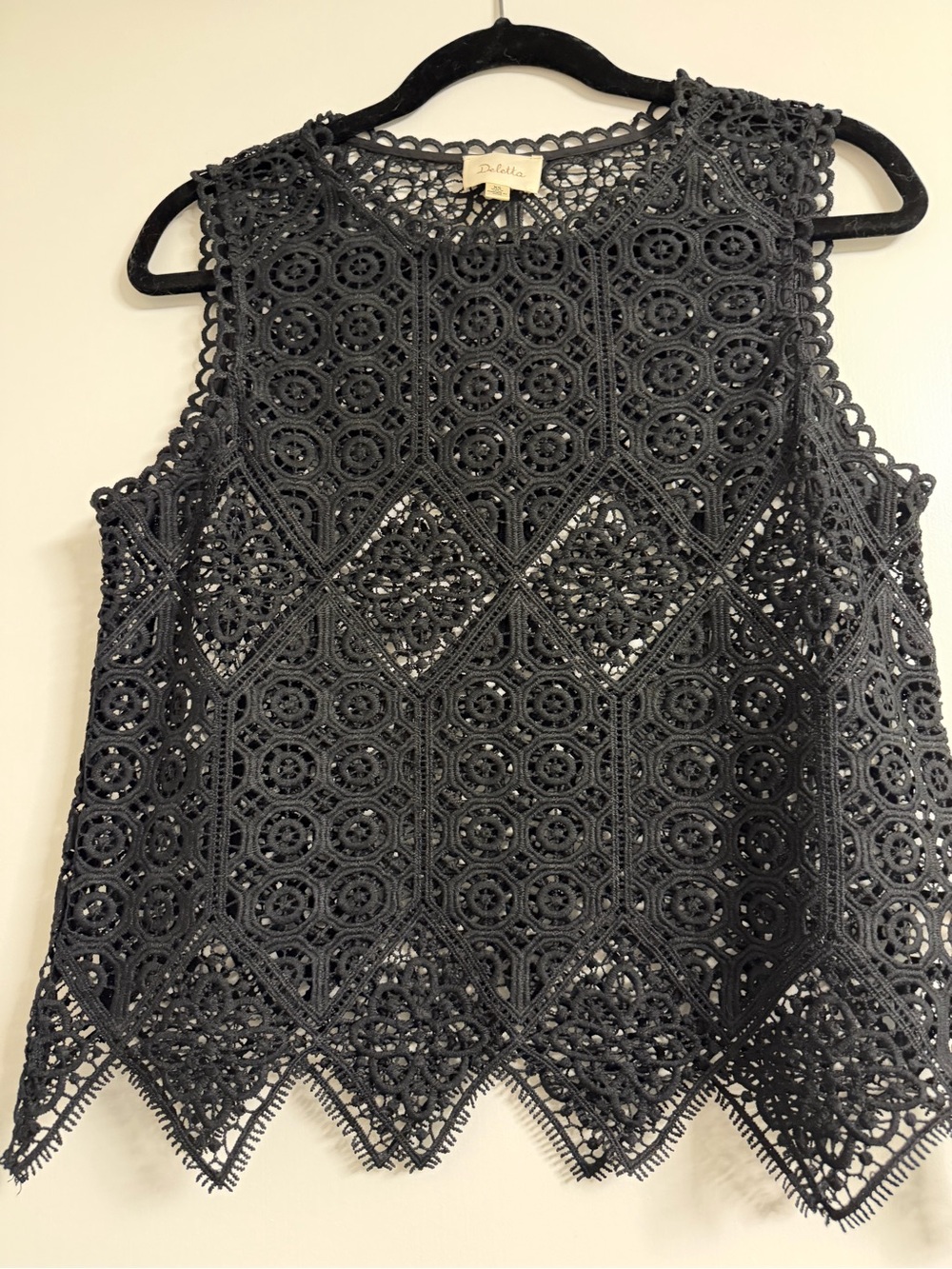Anthropology Deletta Black Crochet Sleeveless Top